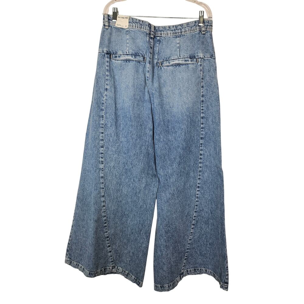 NEW Free People 30 Equinox Denim Trouser Super Wide Leg Grunge Boho Cotton - Picture 5 of 7